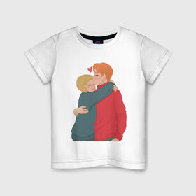 Детская футболка хлопок с принтом Love в Петрозаводске, 100% хлопок | круглый вырез горловины, полуприлегающий силуэт, длина до линии бедер | love | девушка | иллюстрация | любовь | парень | персонажи