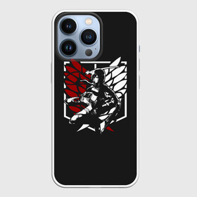Чехол для iPhone 13 Pro с принтом Mikasa лого на черном в Петрозаводске,  |  | aot | attack | corps | on | titan | training | аккерман | армин | атака | бронированный | женская | звероподобный | йегер | капрал | координата | корпус | крылья | леви | микаса | молотоборец | особь | перевозчик