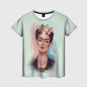 Женская футболка 3D с принтом Frida в Петрозаводске, 100% полиэфир ( синтетическое хлопкоподобное полотно) | прямой крой, круглый вырез горловины, длина до линии бедер | 8 march | 8 марта | cool girl | feminism | flower | frida | girl | kahlo | woman | в подарок | весна | девочкам | девочке | женские | женщинам | женщине | март | праздник | фем | феменизм | фрида кало | цветочки | цветы
