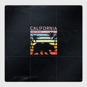 Магнитный плакат 3Х3 с принтом California venice beach в Петрозаводске, Полимерный материал с магнитным слоем | 9 деталей размером 9*9 см | beach | bear | california | usa | venice | америка | закат | калифорния | лето | медведь | отпуск | пальмы | пляж | природа | радуга | сша