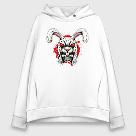 Женское худи Oversize хлопок с принтом Skull hare в Петрозаводске, френч-терри — 70% хлопок, 30% полиэстер. Мягкий теплый начес внутри —100% хлопок | боковые карманы, эластичные манжеты и нижняя кромка, капюшон на магнитной кнопке | art | body | bones | dead | drawing | face | graffiti | head | roses | skeleton | skul | skull | ад | арт | голова | граффити | зло | кости | лицо | металл | нарисованный | розы | рок | скелет | скул | скулл | три черепа | тьма