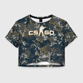 Женская футболка Crop-top 3D с принтом CS:GO - Camo в Петрозаводске, 100% полиэстер | круглая горловина, длина футболки до линии талии, рукава с отворотами | beast | camo | camouflage | counter | counter strike | cs | easy | ez | gg | ggwp | global | go | hyper | kill | offensive | one | shot | strike | зверь | камуфляж | скоростной