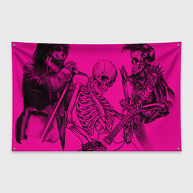 Флаг-баннер с принтом Skeleton,zandieh в Петрозаводске, 100% полиэстер | размер 67 х 109 см, плотность ткани — 95 г/м2; по краям флага есть четыре люверса для крепления | bag | boock | boy | crazy | danger | flower | girl | lion | net | notepad | pencil | skeleton | skull | ticher