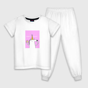 Детская пижама хлопок с принтом Верь в себя! в Петрозаводске, 100% хлопок |  брюки и футболка прямого кроя, без карманов, на брюках мягкая резинка на поясе и по низу штанин
 | верь в себя | животные | милый единорог | мотивация | мультфильм | радуга