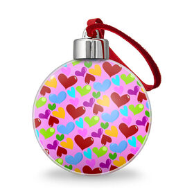 Ёлочный шар с принтом Сердца в Петрозаводске, Пластик | Диаметр: 77 мм | hart | love | день валентина. день святого валентина | любовь | сердце