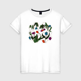 Женская футболка хлопок с принтом Цветочный мир в Петрозаводске, 100% хлопок | прямой крой, круглый вырез горловины, длина до линии бедер, слегка спущенное плечо | flowers | природа | растения | цветы