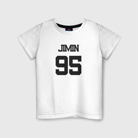 Детская футболка хлопок с принтом BTS - Jimin 95 в Петрозаводске, 100% хлопок | круглый вырез горловины, полуприлегающий силуэт, длина до линии бедер | boysband | bts | jimin | jimin 95 | k pop | korea | korean | music | бтс | джимин | к поп | кей поп | корейская | корейский | корея | кпоп | музыка | чимин | чимин 95