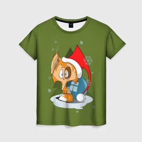 Женская футболка 3D с принтом Маленький Котик Дед Мороз в Петрозаводске, 100% полиэфир ( синтетическое хлопкоподобное полотно) | прямой крой, круглый вырез горловины, длина до линии бедер | графика | ёлка | ёлочная игрушка | животное | котик | новый год | персонаж | природа | рисунок