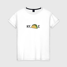Женская футболка хлопок с принтом Ну ТАКОе в Петрозаводске, 100% хлопок | прямой крой, круглый вырез горловины, длина до линии бедер, слегка спущенное плечо | бутерброд | еда | игра слов | стрит фуд | тако