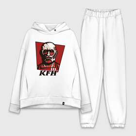 Женский костюм хлопок Oversize с принтом KFH   Kentucky Fried Human в Петрозаводске,  |  | anime | attack | fried | human | kentucky | kfh | kyojin | manga | no | of | on | shingeki | titan | titans | аниме | армин | атака | бертольд | колосс | колоссальный | манга | микаса | райнер | титан | титанов | титаны | человек | энни