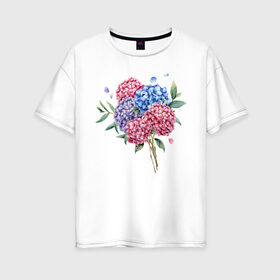 Женская футболка хлопок Oversize с принтом букет гаотензий в Петрозаводске, 100% хлопок | свободный крой, круглый ворот, спущенный рукав, длина до линии бедер
 | 8 марта | весна | девушке | женский | мама | подарок | тренд | феминизм | цветы