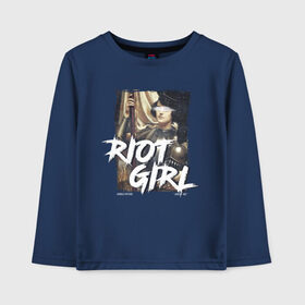 Детский лонгслив хлопок с принтом Riot girl в Петрозаводске, 100% хлопок | круглый вырез горловины, полуприлегающий силуэт, длина до линии бедер | Тематика изображения на принте: 8 march | 8 марта | fem | feminism | flower | rebel girl | riot | woman | в подарок | девочкам | девочке | женские | женщинам | женщине | март | праздник | самая лучшая | фем | феминизм | цветочки | цветы