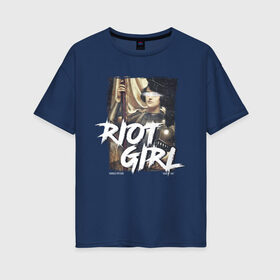 Женская футболка хлопок Oversize с принтом Riot girl в Петрозаводске, 100% хлопок | свободный крой, круглый ворот, спущенный рукав, длина до линии бедер
 | Тематика изображения на принте: 8 march | 8 марта | fem | feminism | flower | rebel girl | riot | woman | в подарок | девочкам | девочке | женские | женщинам | женщине | март | праздник | самая лучшая | фем | феминизм | цветочки | цветы