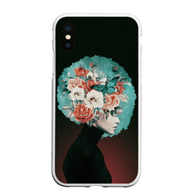 Чехол для iPhone XS Max матовый с принтом Girl in flowers в Петрозаводске, Силикон | Область печати: задняя сторона чехла, без боковых панелей | 8 марта | лучшая в мире | мама | подарок | подарок женщине | подарок любимым | подарок на 8 марта | самая лучшая  в мире | семья