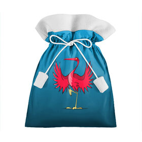 Подарочный 3D мешок с принтом Красный журавль в Петрозаводске, 100% полиэстер | Размер: 29*39 см | Тематика изображения на принте: графика | журавль | персонаж | природа | птица | птичий мир | рисунок