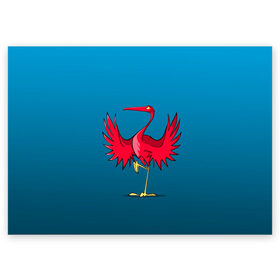 Поздравительная открытка с принтом Красный журавль в Петрозаводске, 100% бумага | плотность бумаги 280 г/м2, матовая, на обратной стороне линовка и место для марки
 | Тематика изображения на принте: графика | журавль | персонаж | природа | птица | птичий мир | рисунок