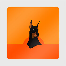 Магнит виниловый Квадрат с принтом Доберман в Петрозаводске, полимерный материал с магнитным слоем | размер 9*9 см, закругленные углы | верный друг | графика | животное | защитник | красивый пес | природа | рисунок | собака | сторож