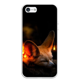 Чехол для iPhone 5/5S матовый с принтом Лисичка с фонариками в Петрозаводске, Силикон | Область печати: задняя сторона чехла, без боковых панелей | fox | foxy | животное | звери | лиса | лисенок | лисичка | милая | рыжая | фокс