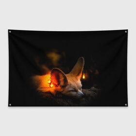 Флаг-баннер с принтом Лисичка с фонариками в Петрозаводске, 100% полиэстер | размер 67 х 109 см, плотность ткани — 95 г/м2; по краям флага есть четыре люверса для крепления | fox | foxy | животное | звери | лиса | лисенок | лисичка | милая | рыжая | фокс