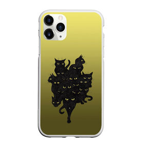 Чехол для iPhone 11 Pro Max матовый с принтом много черных котов в Петрозаводске, Силикон |  | градиент | демоны | дьяволы | желтые глаза | коты | кошки | магия | мрак | персонаж | потусторонье | примета | рисунок | сущность | черные | черный