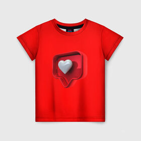 Детская футболка 3D с принтом Электронное сердце в Петрозаводске, 100% гипоаллергенный полиэфир | прямой крой, круглый вырез горловины, длина до линии бедер, чуть спущенное плечо, ткань немного тянется | квадрат. | лайк | любовь | сердце | уведомление