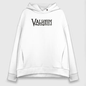 Женское худи Oversize хлопок с принтом Valheim logo в Петрозаводске, френч-терри — 70% хлопок, 30% полиэстер. Мягкий теплый начес внутри —100% хлопок | боковые карманы, эластичные манжеты и нижняя кромка, капюшон на магнитной кнопке | valheim | valheim логотип | вальхейм | выживание | игра | игры