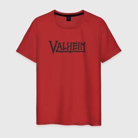 Мужская футболка хлопок с принтом Valheim logo в Петрозаводске, 100% хлопок | прямой крой, круглый вырез горловины, длина до линии бедер, слегка спущенное плечо. | valheim | valheim логотип | вальхейм | выживание | игра | игры