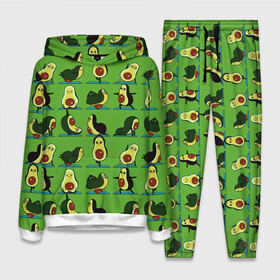 Женский костюм 3D (с толстовкой) с принтом Авокадо | Зарядка в Петрозаводске,  |  | avocado | food | fruit | pattern | vegan | vegetarian | авокадо | веган | вегетарианство | еда | зарядка | зелёная | паттерн | правильное питание | спорт | физра | фрукт | фрукты