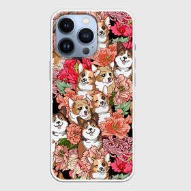 Чехол для iPhone 13 Pro с принтом Корги  Цветы в Петрозаводске,  |  | глаза | животное | корги | королевский | красавчик | лапы | любовь | няшка | ошейник | пес | роза | розы | сердце | собака | собаки | счастье | уши | цветочки | цветы