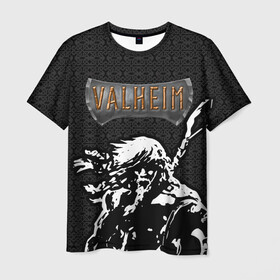 Мужская футболка 3D с принтом Valheim Viking. в Петрозаводске, 100% полиэфир | прямой крой, круглый вырез горловины, длина до линии бедер | fejd | valheim | вальхейм | викинг | викинги | выживание | выживач | игра