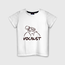 Детская футболка хлопок с принтом Пение в Петрозаводске, 100% хлопок | круглый вырез горловины, полуприлегающий силуэт, длина до линии бедер | артист | вокалист | микрофон | музыка | певицы | пение