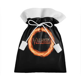 Подарочный 3D мешок с принтом Valheim - огненный круг в Петрозаводске, 100% полиэстер | Размер: 29*39 см | valheim | вальхейм | викинги | игра | компьютерный | круг | логотип | минимализм | огненный | огонь | подарок | черный