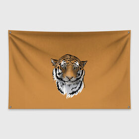 Флаг-баннер с принтом Тигр в Петрозаводске, 100% полиэстер | размер 67 х 109 см, плотность ткани — 95 г/м2; по краям флага есть четыре люверса для крепления | большая кошка | графика | дикий мир | животное | кошка | персонаж | природа | рисунок | хищник