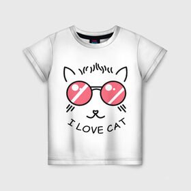 Детская футболка 3D с принтом I Love cat (я люблю котов) в Петрозаводске, 100% гипоаллергенный полиэфир | прямой крой, круглый вырез горловины, длина до линии бедер, чуть спущенное плечо, ткань немного тянется | 8 марта | cat | i love you | kiss | love | губы | девушке | день влюбленных | зубы | киса | кот | котик | коты | люблю котов | любовь | любтмой | марта | очки | поцелуй | розовые губы | розовый | страсть | течет