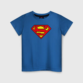 Детская футболка хлопок с принтом Superman 8 bit в Петрозаводске, 100% хлопок | круглый вырез горловины, полуприлегающий силуэт, длина до линии бедер | justice league | superman | vdzabma | лига справедливости | супермен
