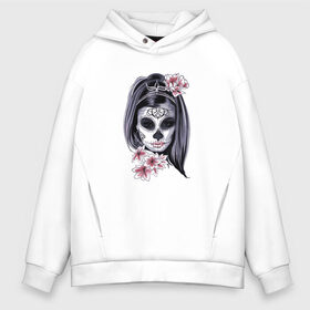 Мужское худи Oversize хлопок с принтом Skull Girl в Петрозаводске, френч-терри — 70% хлопок, 30% полиэстер. Мягкий теплый начес внутри —100% хлопок | боковые карманы, эластичные манжеты и нижняя кромка, капюшон на магнитной кнопке | art | body | bones | dead | drawing | face | graffiti | head | roses | skeleton | skul | skull | ад | арт | голова | граффити | зло | кости | лицо | металл | нарисованный | розы | рок | скелет | скул | скулл | три черепа | тьма