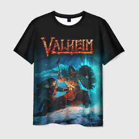 Мужская футболка 3D с принтом Valheim в Петрозаводске, 100% полиэфир | прямой крой, круглый вырез горловины, длина до линии бедер | valheim | viking | валхейм | викинги | игры