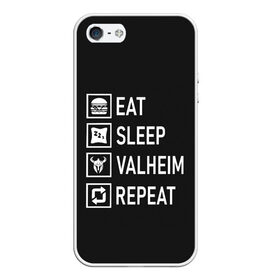 Чехол для iPhone 5/5S матовый с принтом Eat Sleep Valheim Repeat в Петрозаводске, Силикон | Область печати: задняя сторона чехла, без боковых панелей | elder | loki | odin | the | thor | valheim | биврёст | валхейм | вальхейм | викинги | все | дракар | древний | древо | ётун | йотун | локи | мира | один | отец | тор | фенир | хель | черный лес | эйктюр