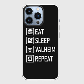 Чехол для iPhone 13 Pro с принтом Eat Sleep Valheim Repeat в Петрозаводске,  |  | elder | loki | odin | the | thor | valheim | биврёст | валхейм | вальхейм | викинги | все | дракар | древний | древо | ётун | йотун | локи | мира | один | отец | тор | фенир | хель | черный лес | эйктюр