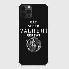 Чехол для iPhone 12 Pro Max с принтом Eat Sleep Valheim Repeat в Петрозаводске, Силикон |  | Тематика изображения на принте: elder | loki | odin | the | thor | valheim | биврёст | валхейм | вальхейм | викинги | всеотец | дракар | древний | древо | ётун | йотун | локи | мира | один | тор | фенир | хель | черный лес | эйктюр