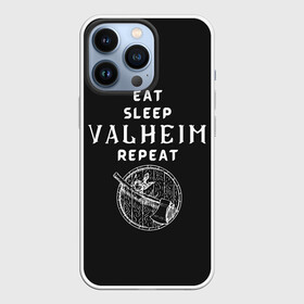 Чехол для iPhone 13 Pro с принтом Eat Sleep Valheim Repeat в Петрозаводске,  |  | Тематика изображения на принте: elder | loki | odin | the | thor | valheim | биврёст | валхейм | вальхейм | викинги | всеотец | дракар | древний | древо | ётун | йотун | локи | мира | один | тор | фенир | хель | черный лес | эйктюр