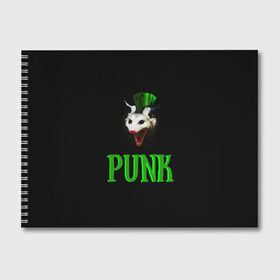 Альбом для рисования с принтом punky trashcat в Петрозаводске, 100% бумага
 | матовая бумага, плотность 200 мг. | Тематика изображения на принте: punk. | trashcat | животные | ирокез | опоссум | панк