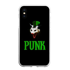 Чехол для iPhone XS Max матовый с принтом punky trashcat в Петрозаводске, Силикон | Область печати: задняя сторона чехла, без боковых панелей | Тематика изображения на принте: punk. | trashcat | животные | ирокез | опоссум | панк