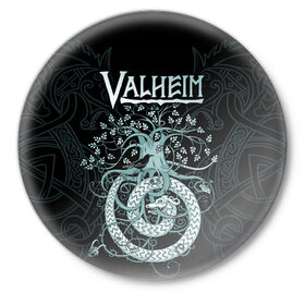 Значок с принтом Valheim в Петрозаводске,  металл | круглая форма, металлическая застежка в виде булавки | valheim | viking | валхейм | викинги | игры