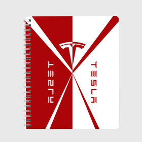 Тетрадь с принтом Tesla $$$ в Петрозаводске, 100% бумага | 48 листов, плотность листов — 60 г/м2, плотность картонной обложки — 250 г/м2. Листы скреплены сбоку удобной пружинной спиралью. Уголки страниц и обложки скругленные. Цвет линий — светло-серый
 | red | tesla | tesla car | tesla electric car | tesla lettering | tesla logo | tesla print | white | автомобиль тесла | белый | красный | логотип тесла | надпись тесла | принт тесла | тесла | электромобиль тесла