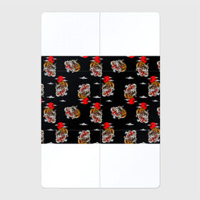 Магнитный плакат 2Х3 с принтом Японский стиль - тигры в Петрозаводске, Полимерный материал с магнитным слоем | 6 деталей размером 9*9 см | арт | животные | облака | огонь | пламя | рисунок | стиль | тигр | японский
