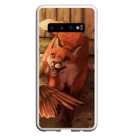 Чехол для Samsung Galaxy S10 с принтом Хищная лисица в Петрозаводске, Силикон | Область печати: задняя сторона чехла, без боковых панелей | fox | foxy | животное | звери | лиса | лисенок | лисичка | милая | рыжая | фокс