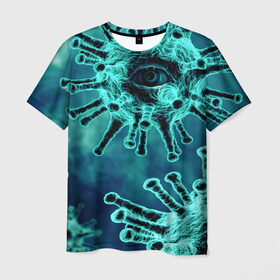 Мужская футболка 3D с принтом Ковидит в Петрозаводске, 100% полиэфир | прямой крой, круглый вырез горловины, длина до линии бедер | covid | арт | болезнь | вирус | заражение | заразный | ковид | корона | коронавирус | чума