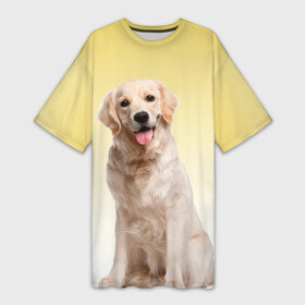 Платье-футболка 3D с принтом Лабрадор ретривер пес в Петрозаводске,  |  | домашние любимцы | друг | животные | золотистый ретривер | лабрадор | пес | питомец | породистый | собака