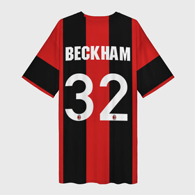 Платье-футболка 3D с принтом Форма Милан Бекхэм в Петрозаводске,  |  | 32 номер | beckham | fc milan | бекхэм | дэвид | италия | красно черные | легенда футбола | логотип | милан | серия а | фк милан